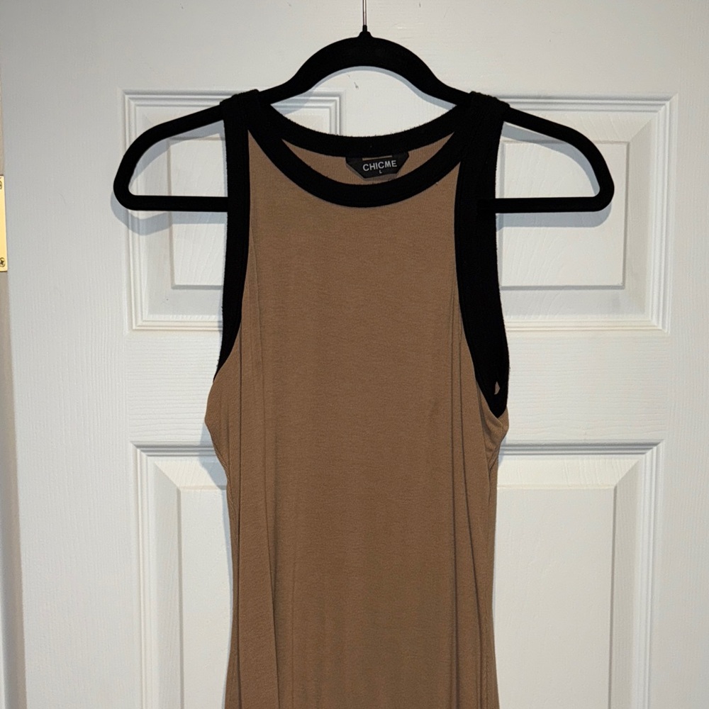 Chic Tan and Black Tank Top